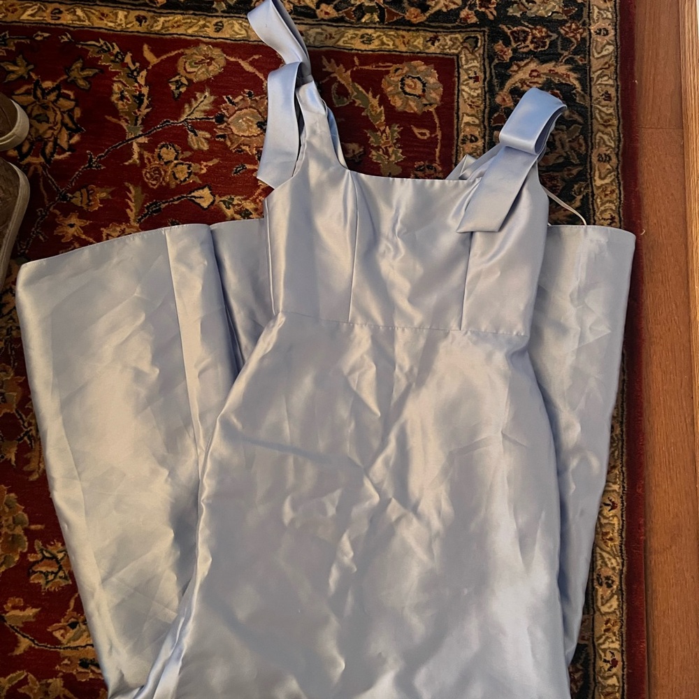 Alfred Sung dress in blue satin twill